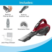BLACK+DECKER Dustbuster AdvancedClean Cordless Handheld Vacuum, Multi-Surface Use, with Crevice Tool and Flip Brush, HLVA320J26, Red