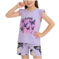 thumbnail image 5 of NAISIBABY Girls Outfit Sets, Prints Ruffles Sleeveless T-Shirt & Elastic Waist Shorts 2-Piece Kids Cute Fashion Clothes Purple 2T, 5 of 6