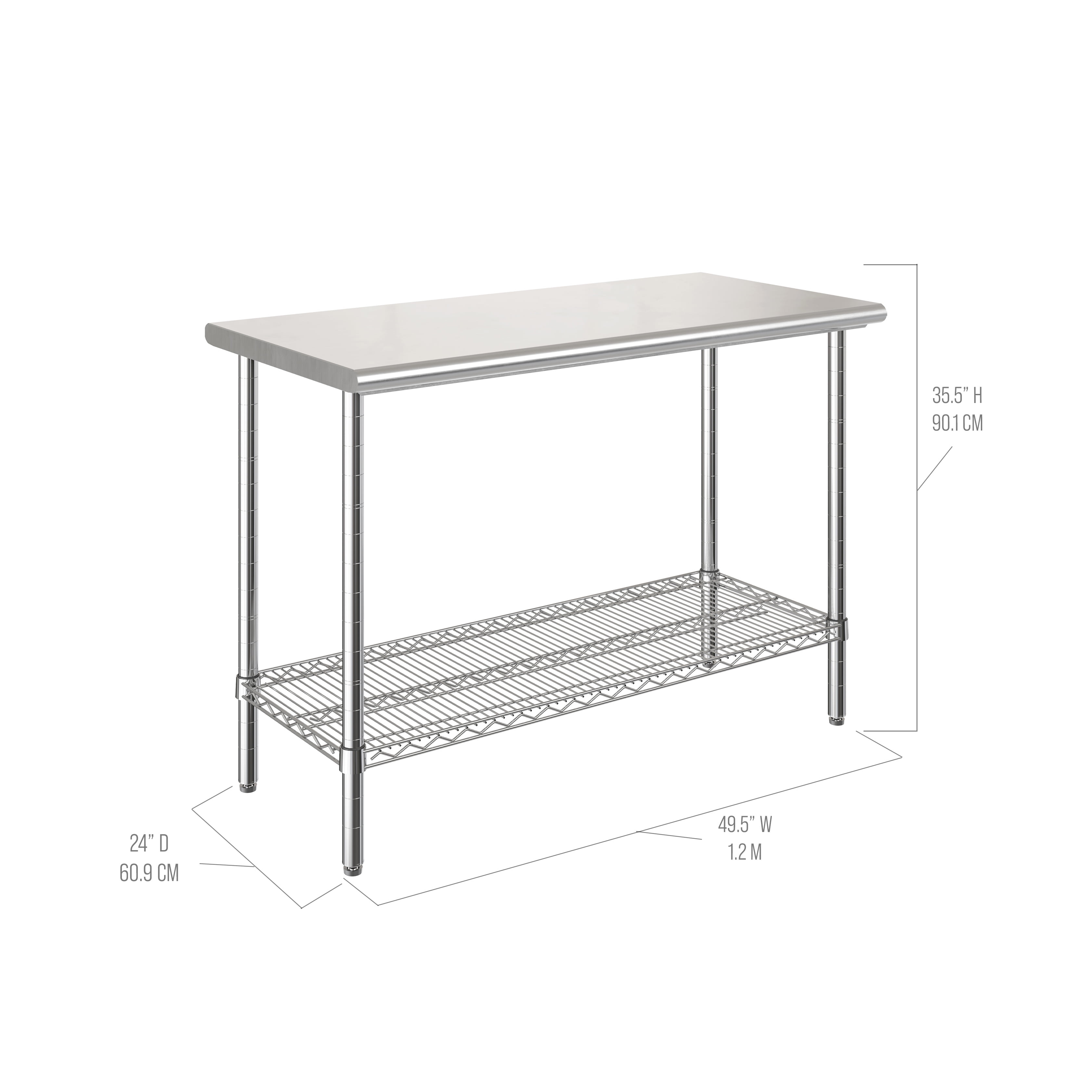Seville Classics Stainless Steel Kitchen Workbench Rolling