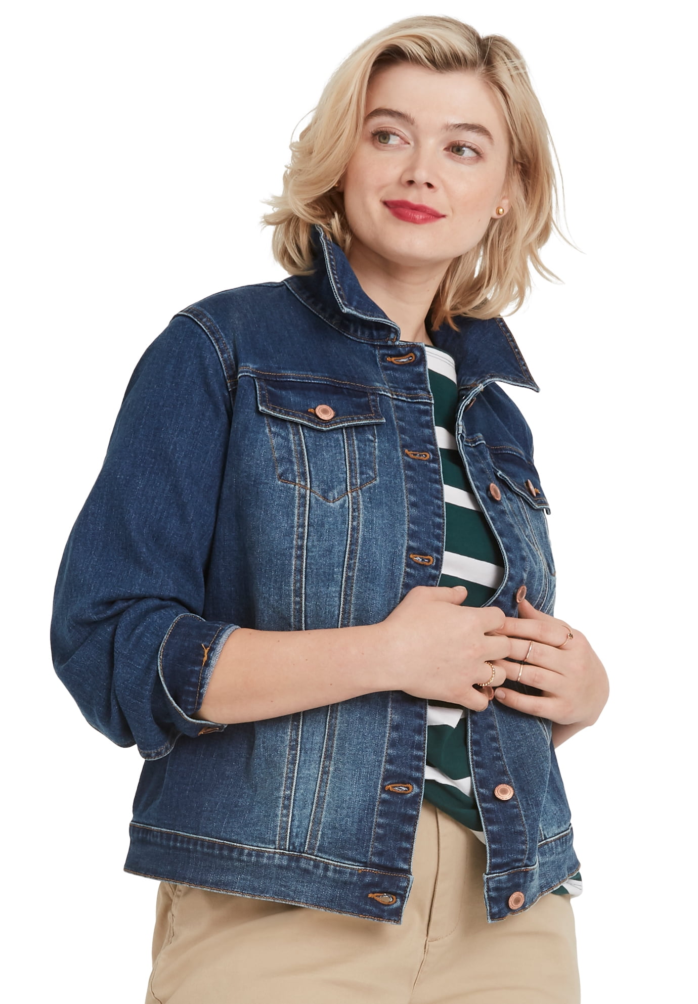 Ellos Ellos Women's Plus Size Classic Denim Jacket Jacket Walmart