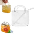 thumbnail image 2 of Glass Bubble Cup with Straw - Handbag Shaped Portable Trendy Drinking Glass - Reusable Beverage Cup for Juice Tea Coffee - Clear, 2 of 6