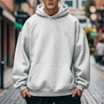 thumbnail image 2 of Caqnni Hoodies for Men Hoodie Drawstring Casual Long Sleeve Pocket Hooded Sweatshirts Solid Color Pullover (L,Grey), 2 of 9