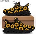 thumbnail image 1 of Nuevas zapatillas de moda para mujer con estampado de girasoles en blanco y negro, con cordones, suaves y resistentes al desgaste, elásticas., 1 of 6