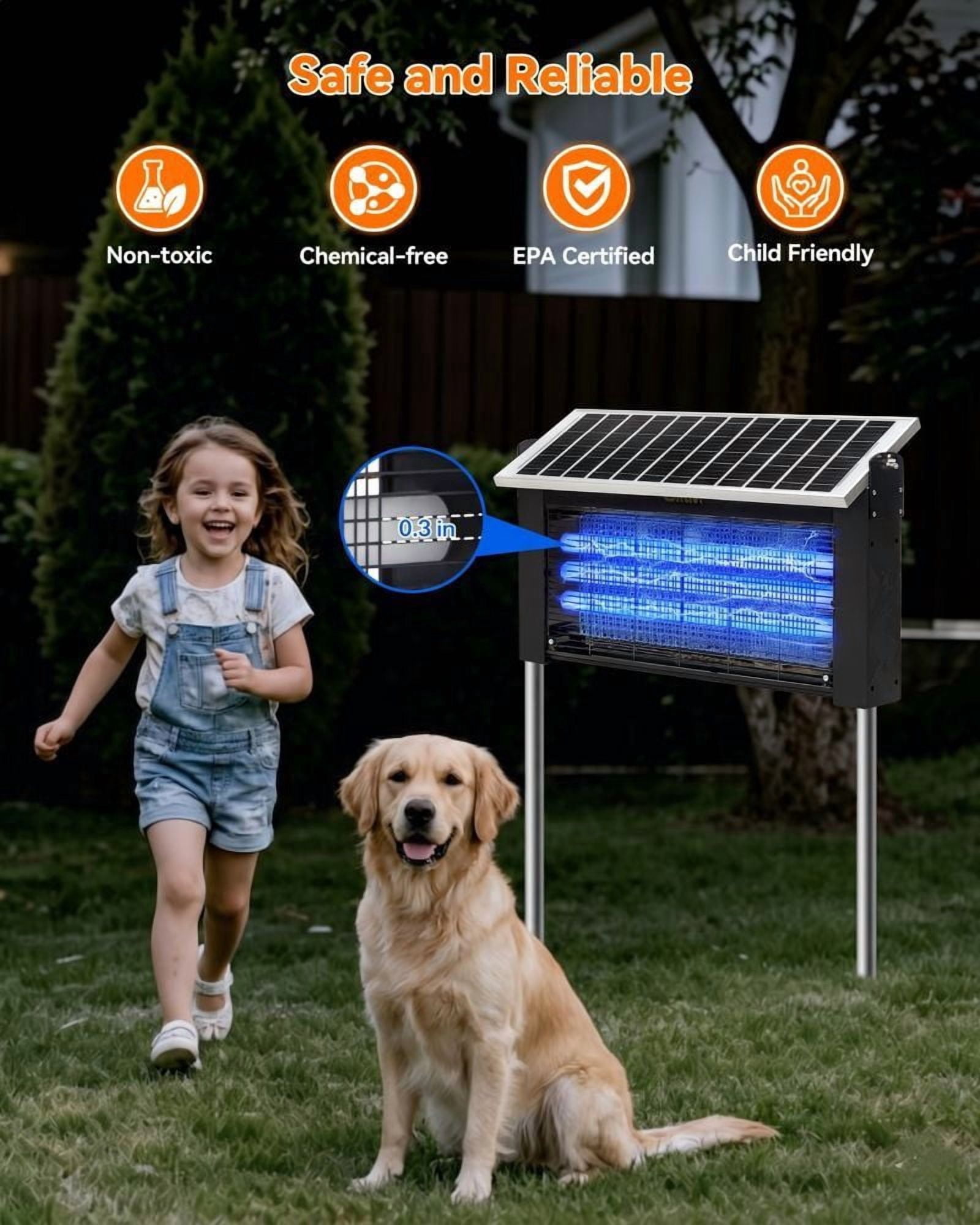 20W Solar Bug Zapper Outdoor - High Powered Electric Mosquito Killer & Insect Zapper, Waterproof Fly Light Trap for Garden, Patio, Camping