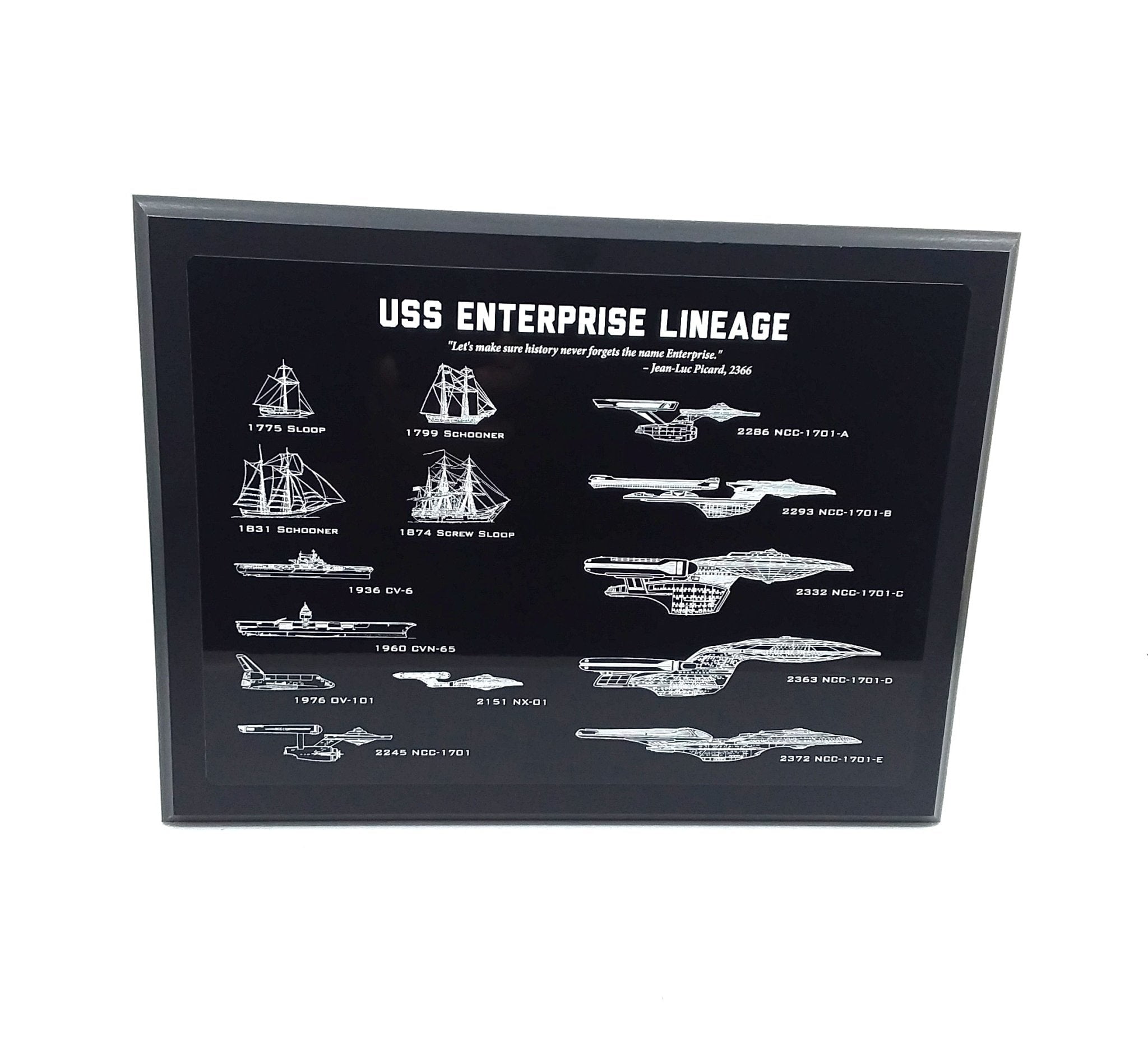 Star Trek USS Enterprise Lineage Engraved Blueprint Hanging Wall Art 