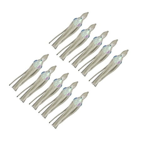 ASKMZ 10Pcs Squid Bait Realistic Eye Simulation Shape Bright Color Squid Lure with Luminous Effect for Predatory Fish Artificial Lure