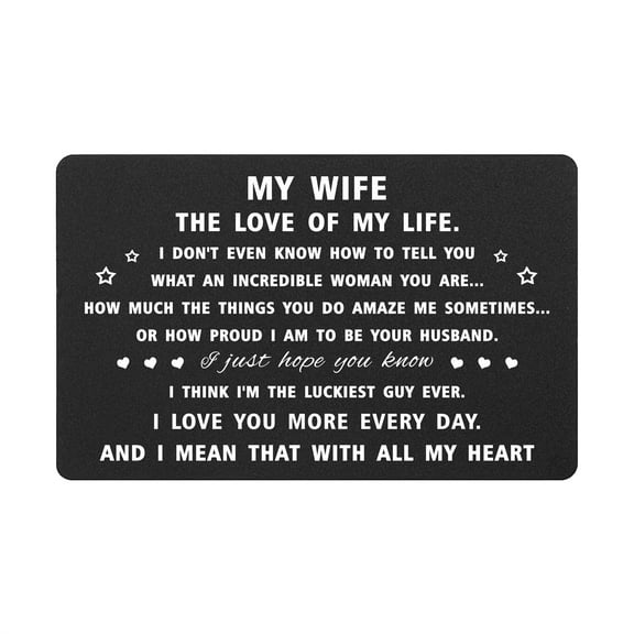 Yobent Mother's Day Card Gifts for Wife from Husband, Wife Gift Ideas, I Love You More My Wife, Wife Wallet Card Unique for Birthday Christmas Valentines