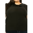 thumbnail image 5 of Women's Plus Size Short Sleeve Top with Puff Sleeves Lace Accent Round Neck, 5 of 5
