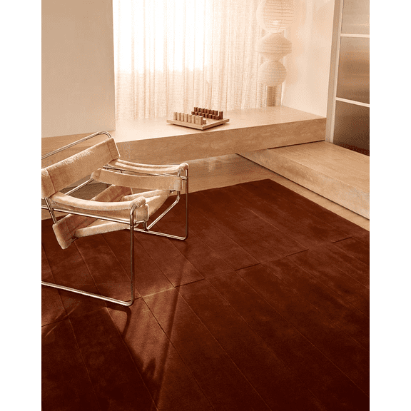 AARISH RUGS Wool Hand-tufted Area Rugs: Comfort, Craftsmanship & Contemporary Style Living Room Carpet, Modern Trace Rug for Hallway (Brick)