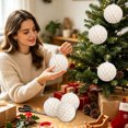 thumbnail image 7 of 6 Inch White Flocked Christmas Ball Ornament with Gold Thread Diamond Pattern Large Shatterproof Xmas Tree Decor Bauble, 7 of 7