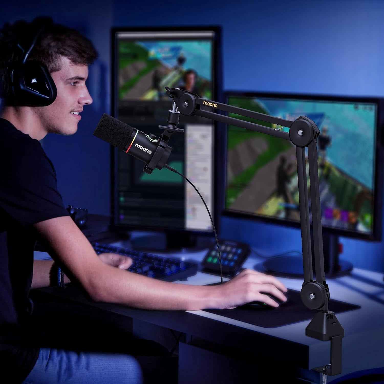 BA37 Heavy Duty Microphone  Arm with Upgraded Desk Clamp for Podcasting Recording Streaming Gaming