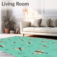 thumbnail image 2 of ODIKA 6'x9' Machine Washable Non-Slip Area Rug, Botanical Garden Insect Throw High Traffic Rug, Teal, 467449, 2 of 7