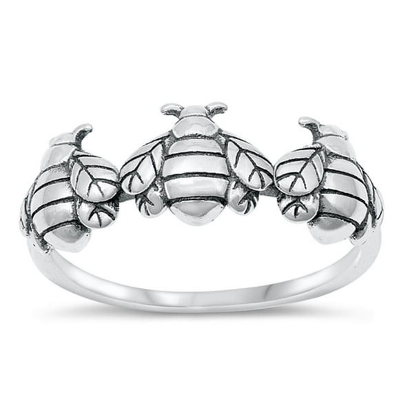 Honey Bee Family Bumble Ring .925 Sterling Silver Band Jewelry Female Male Unisex Size 7