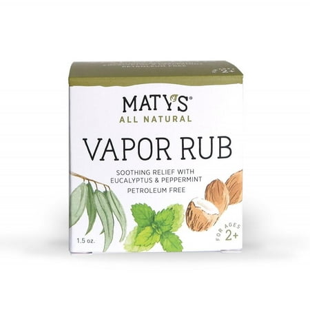 Maty's All Natural Vapor Rub, Pure Natural Chest Rub, Petroleum Free, Soothes & Relieves Cold Symptoms Like Cough & Congestion, 1.5 Oz (Best Natural Medicine For Asthma)