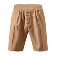 thumbnail image 5 of Mens Shorts Qiggri Men Versatile Fashion Solid Color Button Drawstring Elastic Waist Flax Shorts Mens Athletic Shorts, 5 of 8
