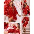 thumbnail image 4 of Women's Lace Kimono Robe Babydoll Lingerie Mesh Nightgown,1 x Dark Red, 4 of 4