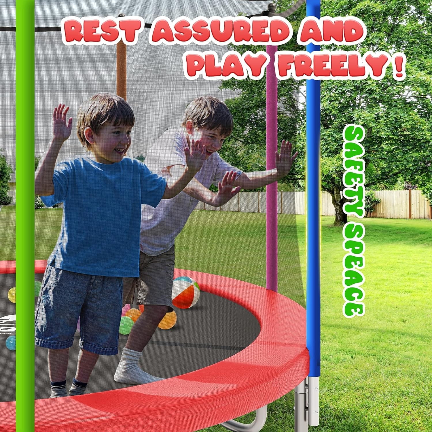 Outdoor Trampolines 8ft 10ft 12ft 14ft 15ft,Exercise Trampolines with Enclosure Net and Ladder,Recreational Anti-Rust Trampolines for Kids and Adults