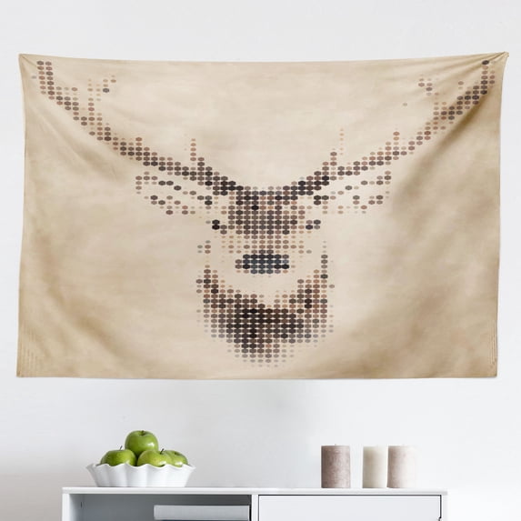 Deer Tapestry, Illustration of Male Stag with Soft Pale Colors Antlers Wildlife Nature Print, Fabric Wall Hanging Decor for Bedroom Living Room Dorm, 2 Sizes, Pink Lilac, by Ambesonne