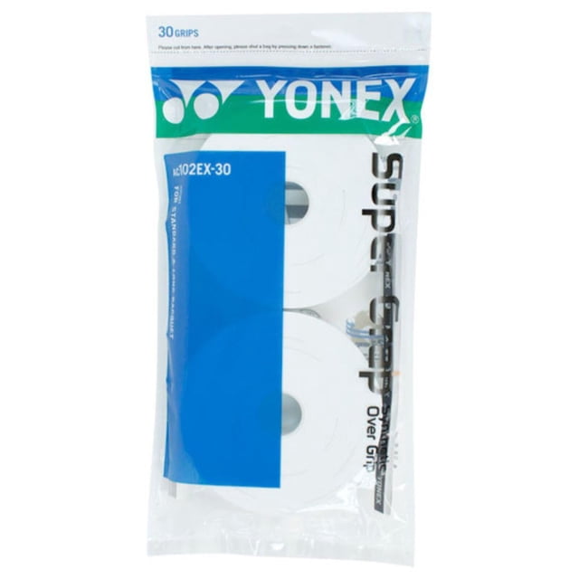Empuñaduras de raqueta Yonex Super Grap, 30 unidades, color blanco