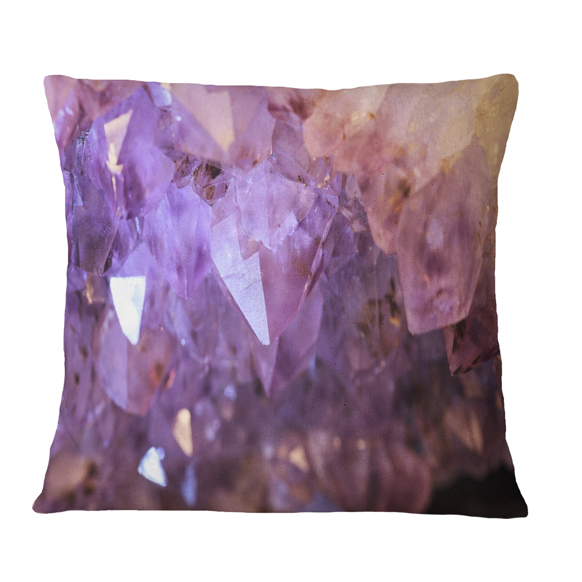 Designart Purple White Natural Amethyst Geode - Abstract Throw Pillow - 16x16