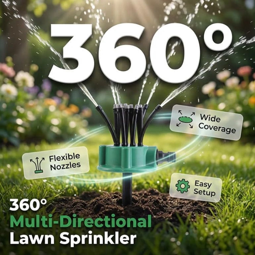 360° Coverage Precision Garden Irrigation Sprinkler, Sprinklers for Yard, Lawn Sprinkler Large Area Coverage, Multi-Adjustable Flex Design Above Ground Irrigation Garden Sprinkler System