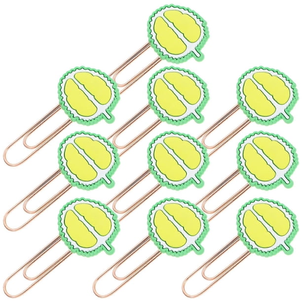 WORGEOUS 10pcs Creative Durian Shaped Paper Clips Bookmark Novelty File Ticket Notes Clips for Invitation Card Notebook Office Photo