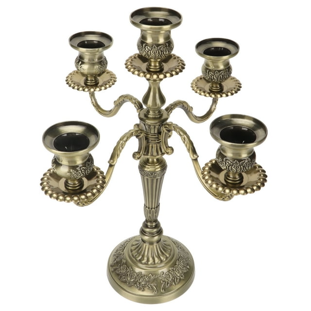 5 Arms Candelabra, Vintage Metal Candelabra Multipurpose Zinc Alloy For Weddings