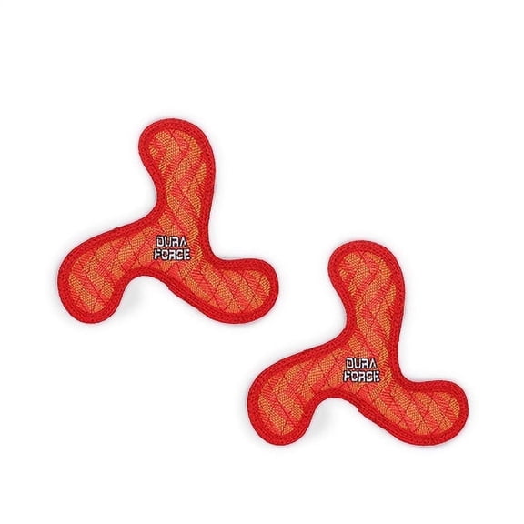 DuraForce Jr Boomerang ZigZag Red, 2-Pack, Durable Woven Mesh Fiber Squeaky Dog Toy