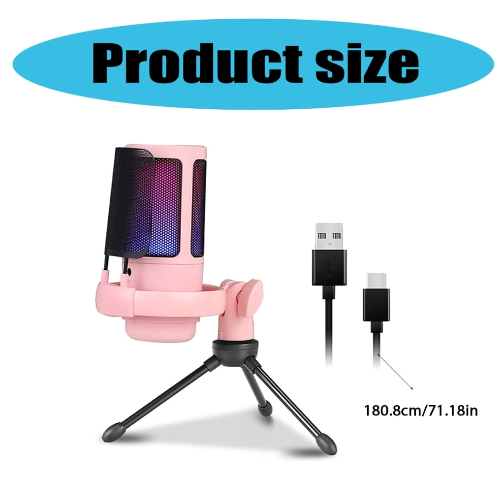 WINDLAND USB Microphone for Gaming and Streaming Adjustable Color Lighting Condenser Mic