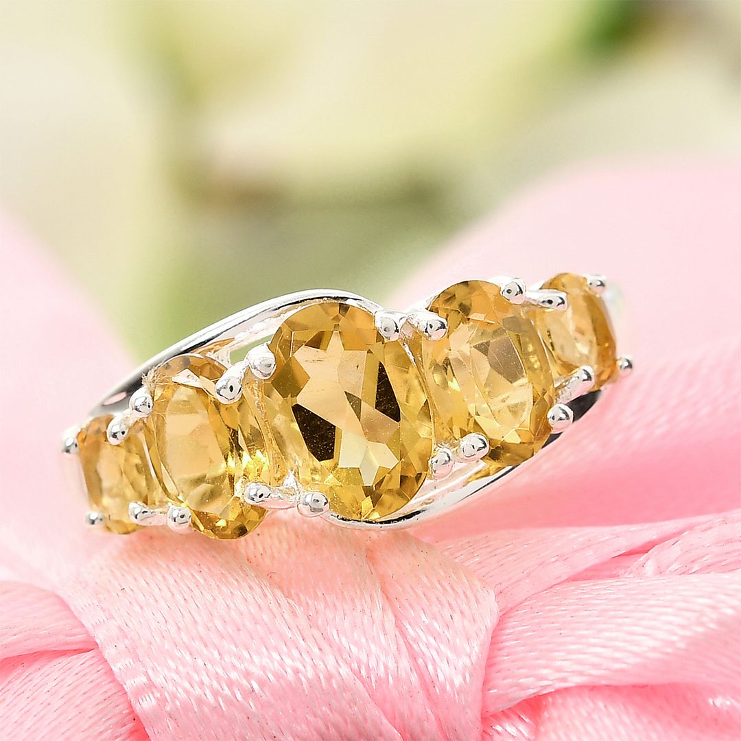 Sterling Silver Birthstone Rings in 925 Sterling Silver Size 6 Yellow Citrine Jewelry for Women - Promise Gemstone Birthday Christmas Gifts for Her