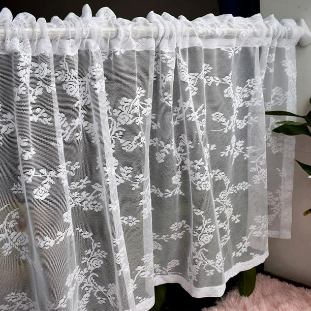 Vintage Sheer Kitchen Cafe Window Curtains, Valance Lace Floral