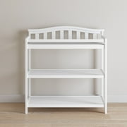 Child Craft Arch Top Changing Table with Pad & Safety Strap, 2 Storage Shelves, Anti-Tip Kit, Matte White