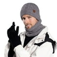 thumbnail image 2 of ZHOGXU Winter Beanie Hat Scarf Gloves Set For Men Thick Caps Long Scarf Touchscreen Gloves Solid Color Knitted Warm Comfortable Outfits 3 Pack For Daily Wear Light Gray One Size, 2 of 7