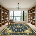 thumbnail image 2 of ODIKA 5'x7' Machine Washable Non-Slip Area Rug, Oriental Navy Blue High Traffic Rug, Blue, 1050867, 2 of 7