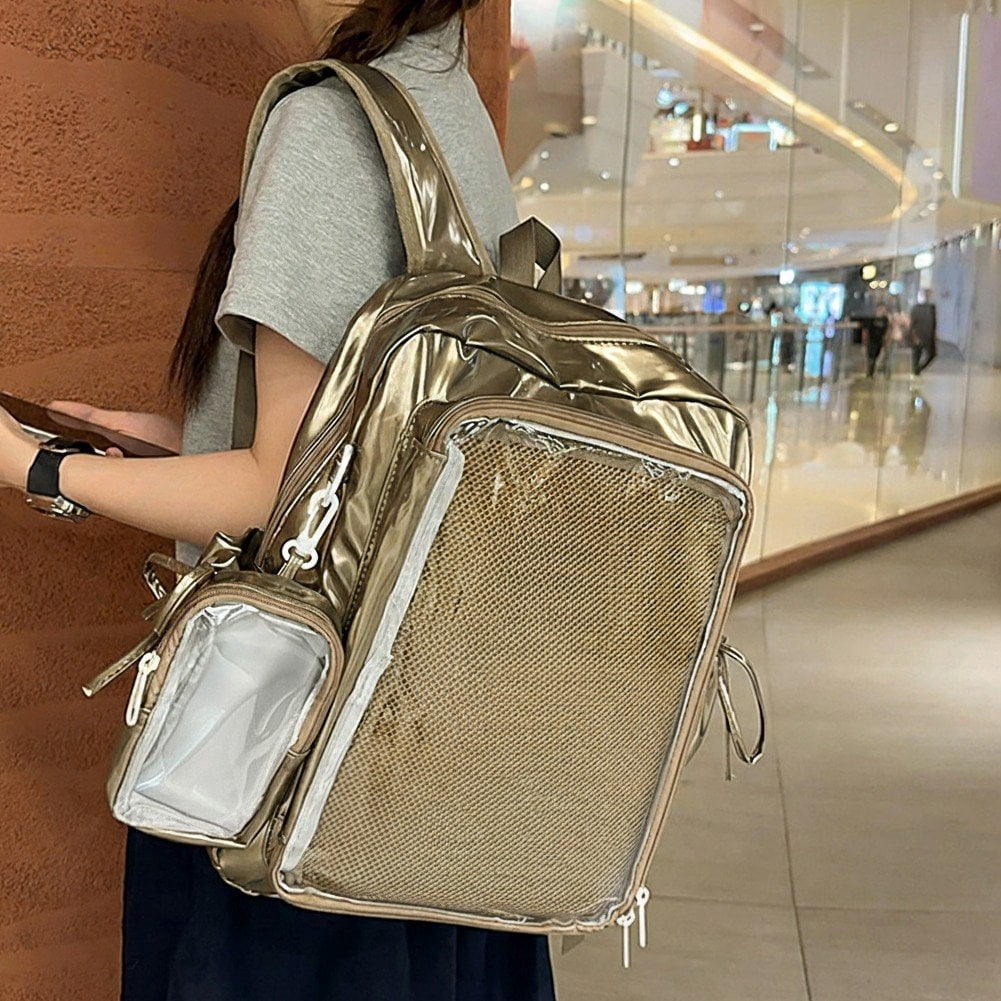 Hzzsbu Ita Bag Clear Backpack Heavy Duty PVC Transparent Backpack Multiple Pockets Bookbag for Concert Work Security Travel Festival