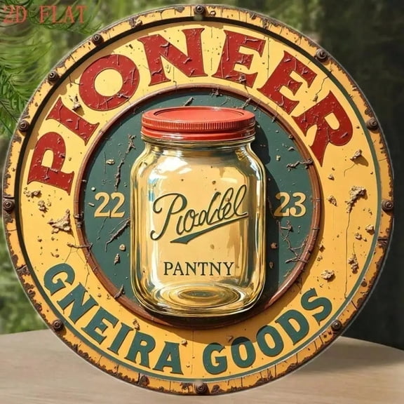 HELLOYOUNG Pioneer Mason Jar Metal Sign, Farmhouse Kitchen Wall Art, Rustic Aluminum Vintage Decor, Distressed Wall Decor for Home