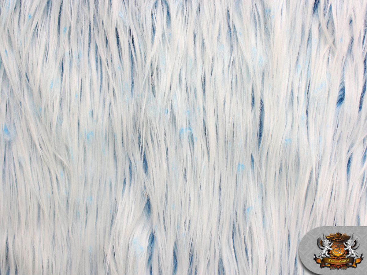 Faux Fur Long Pile ULTRA MONGOLIAN 2 TONE AZURE BLUE Fabric / 64" W / Sold by the yard