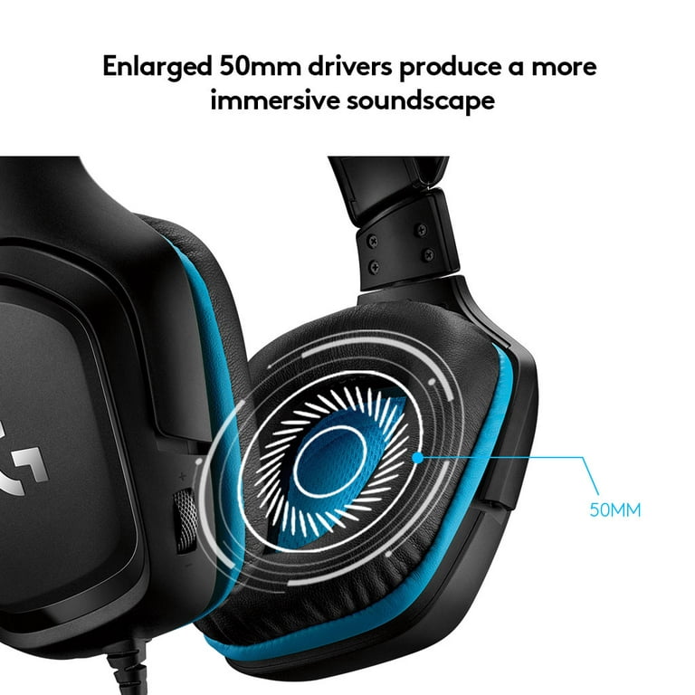  Logitech G432 Wired Gaming Headset, 7.1 Surround Sound, DTS  Headphone:X 2.0, Flip-to-Mute Mic, PC (Leatherette) Black/Blue, 7.2 x 3.2 x  6.8 inches : Video Games