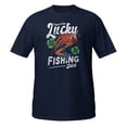 thumbnail image 2 of Funny Lucky Fishing Angler 4 Leaf Clover Apparel T-Shirt (Navy, 3XL), 2 of 2