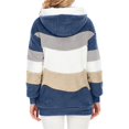 thumbnail image 3 of Womens Winter Fuzzy Fleece Jacket Hooded Color Block Patchwork Cardigan Coats Outerwear with Pockets Blue S, 3 of 9