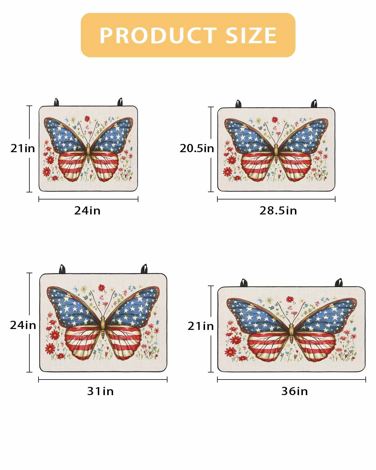nqOlkjepod Large Induction Cooktop Protector Mat 24"x21", 4th of July Stove Top Covers for Electric Stove, Independence Day Butterfly Botanical Stove Burner Cover Mats, Glass Top Stove Cover