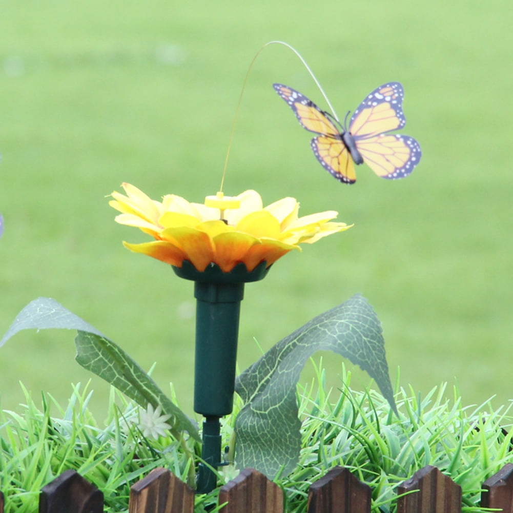 Details about  / Solar Powered Flying Butterfly Bird Sunflower Yard Garden Stake Ornament Outdoor