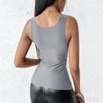 thumbnail image 6 of ZJXFGS Womens U Neck Shapewear Built-in Bra Tank High Strechy Sleeveless Slim Fit Tops Camisole Workout Tops Blue L, 6 of 8