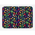 thumbnail image 1 of Food Bath Mat, Repetitive Pattern of Vegetables and Fruits in Cartoon Design Organic Health, Plush Bathroom Decor Mat with Non Slip Backing, 29.5" X 17.5", Indigo Multicolor, by Ambesonne, 1 of 2
