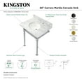 thumbnail image 4 of Kingston Brass KVPB30MOQ6 Monarch 30" Carrara Marble Console Sink with Stainless Steel Legs (8-Inch, 3-Hole), Carrara Marble White/Polished Nickel, 4 of 5