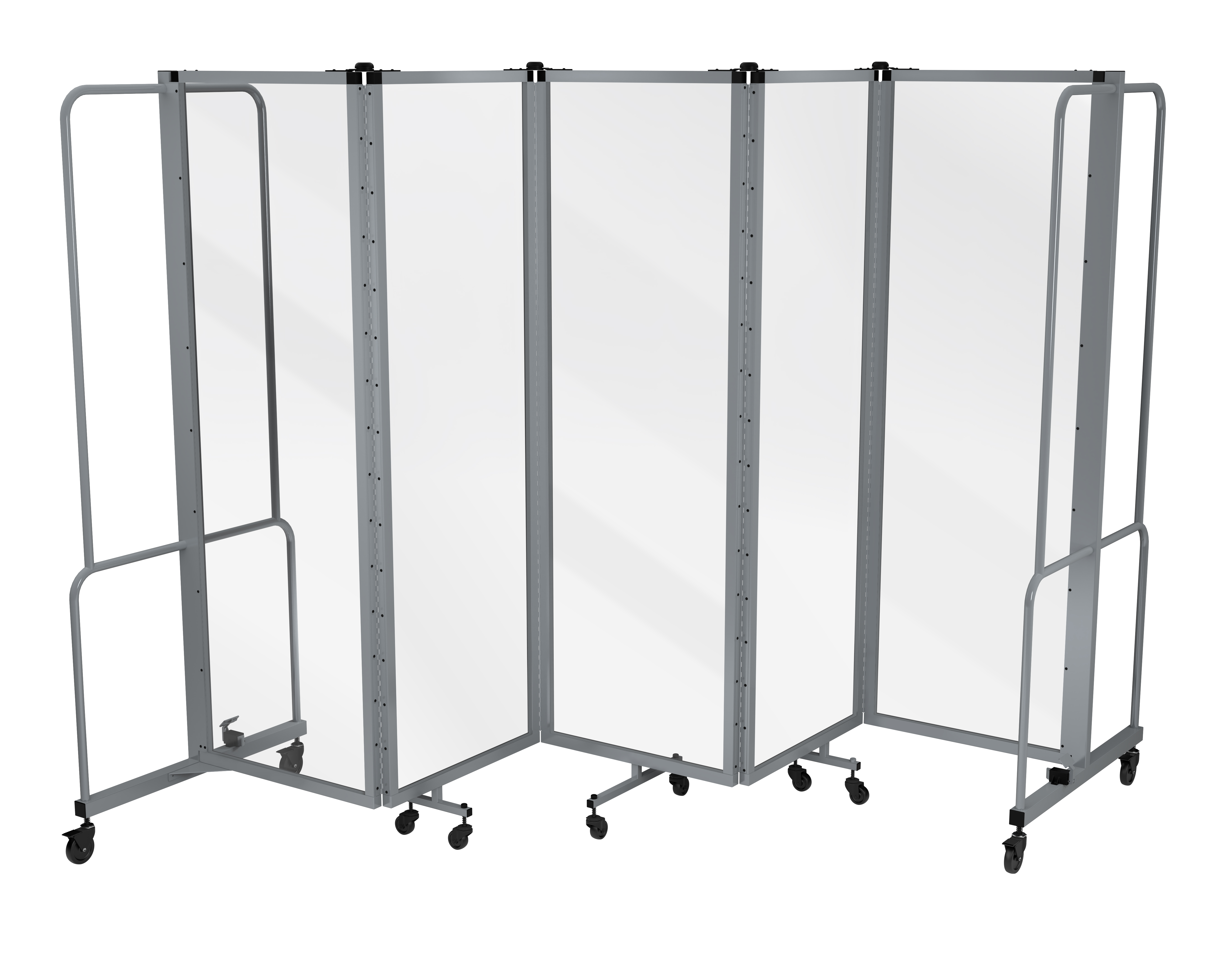 Hampden Furnishings Otis Collection Portable Room Divider, 5 Transparent Panels, Grey Frame