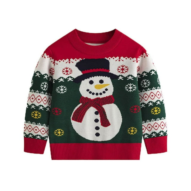 Zwiiyzr 2025 Chandail Tricoté de Noël pour Bébé Fille Garçon Col Rond Manches Longues Chandail Automne Hiver Vêtements Bébé 3-8 Ans Vert