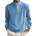 thumbnail image 2 of Zimjoy Men's Quarter Zip Pullover Casual Lightweight 1/4 Zip Sweatshirt Men Fall Mock Neck Long Sleeve 1/4 Zip Fleece Pullover Mens Texture Waffle Sweatshirt, Sky Blue M, 2 of 5