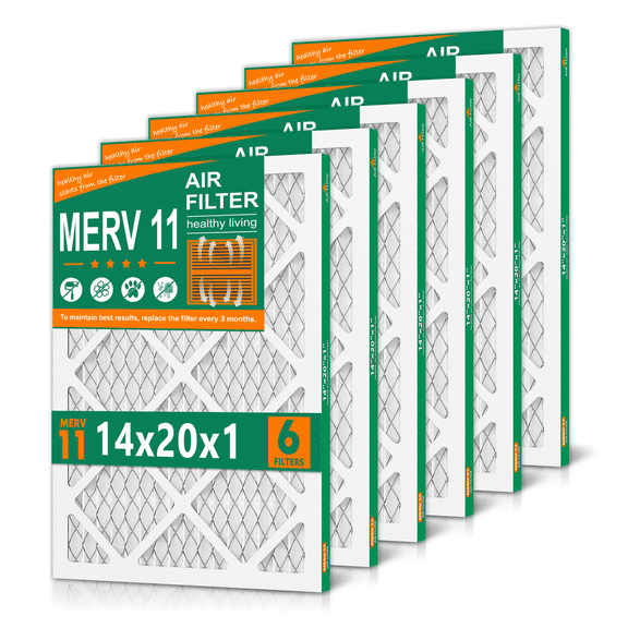 SUIXINEYI MERV11 14X20X1 HVAC Pleated Furnace Air Cleaning Filter,Air Conditioner Filter for Dust Reduction,6 Filters
