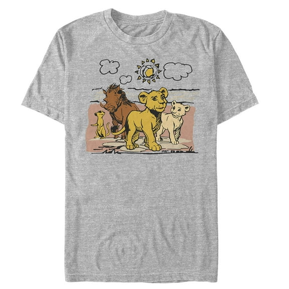 Men's Lion King Best Friends Cartoon  Graphic Tee Athletic Heather Medium